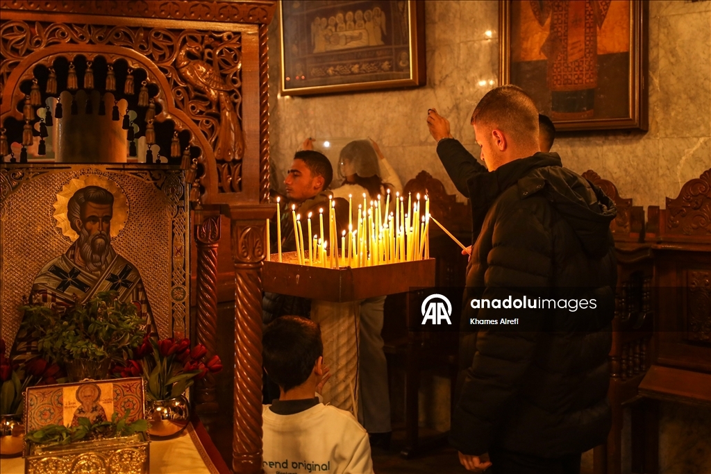 Рождественская служба православных христиан в Газе