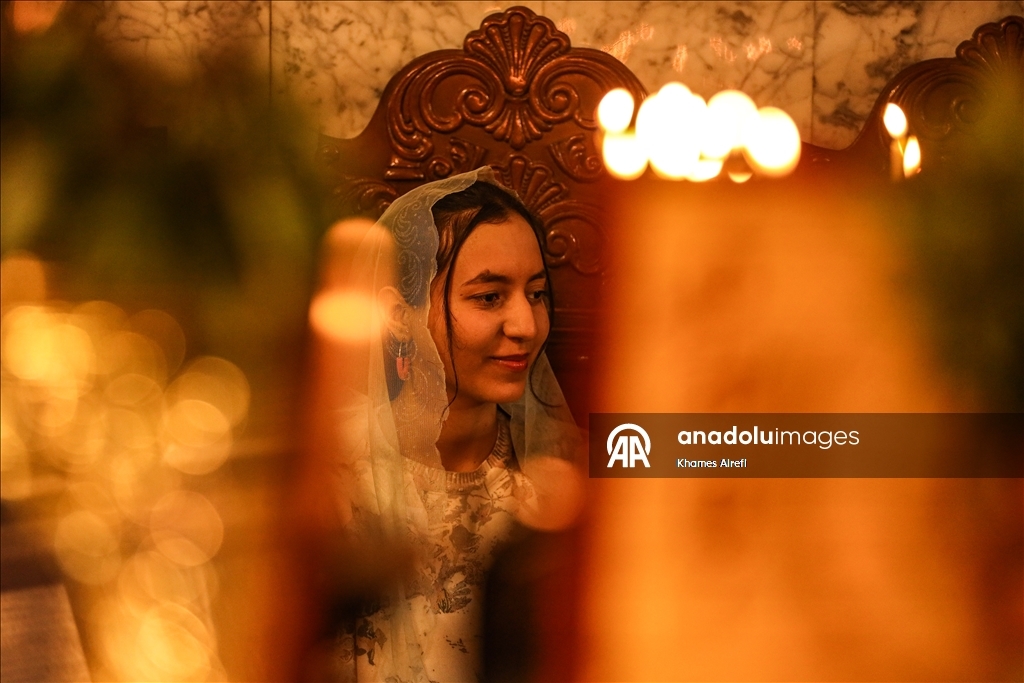 Рождественская служба православных христиан в Газе