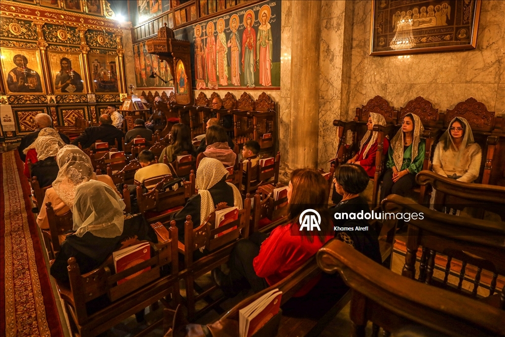 Рождественская служба православных христиан в Газе