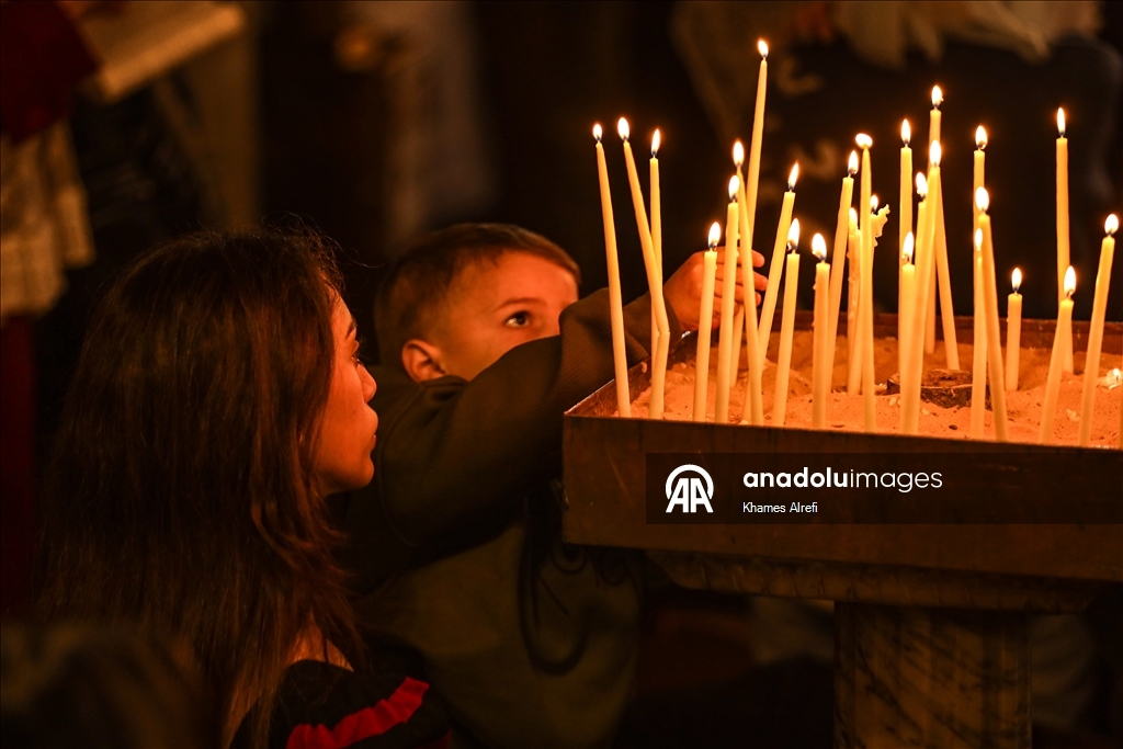 Рождественская служба православных христиан в Газе