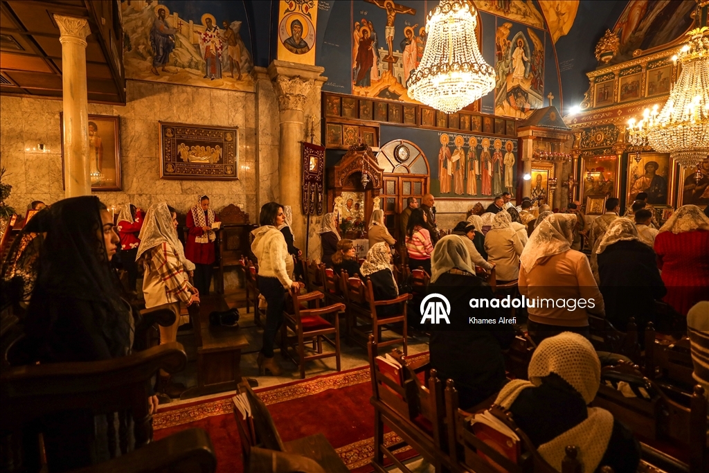 Рождественская служба православных христиан в Газе
