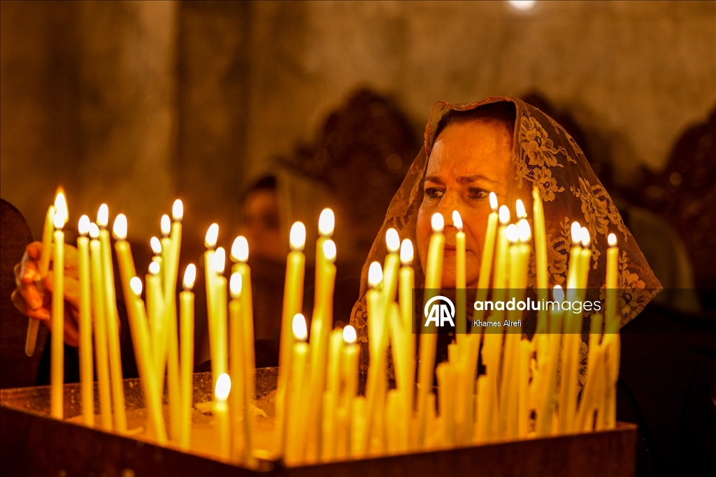 Рождественская служба православных христиан в Газе