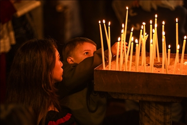Рождественская служба православных христиан в Газе
