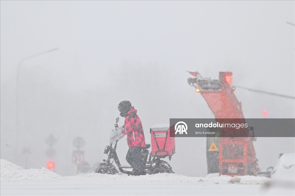 Moskova'da kar yağışı