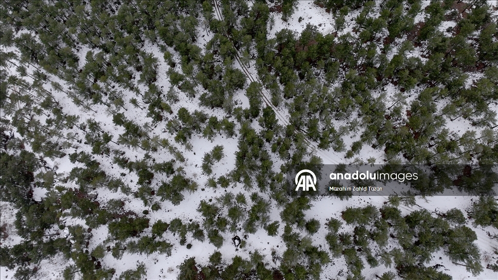 Aladağlar'da oluşan kar güzelliği dronla görüntülendi