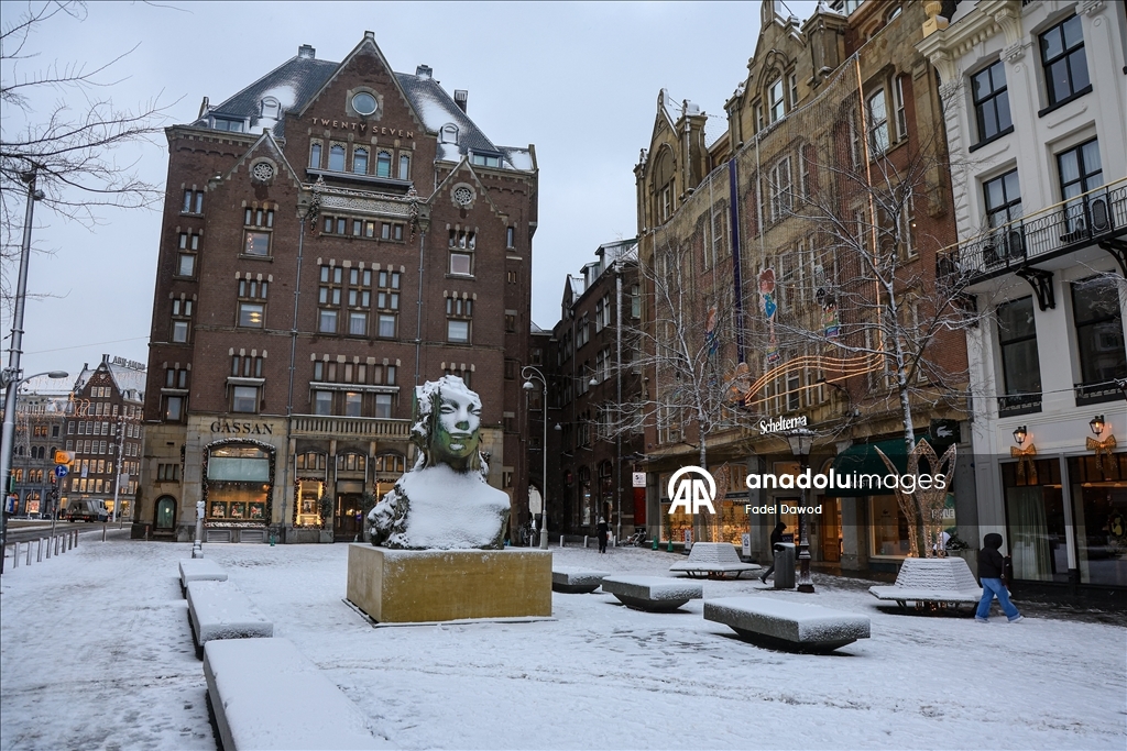 Сильный снегопад в Нидерландах парализовал транспортное сообщение