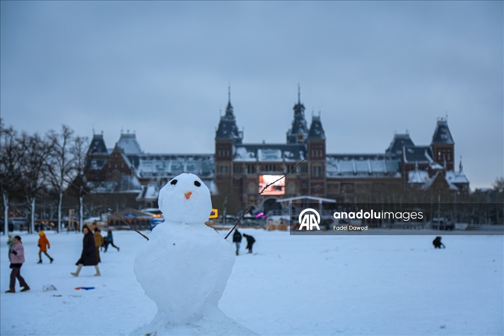 Сильный снегопад в Нидерландах парализовал транспортное сообщение