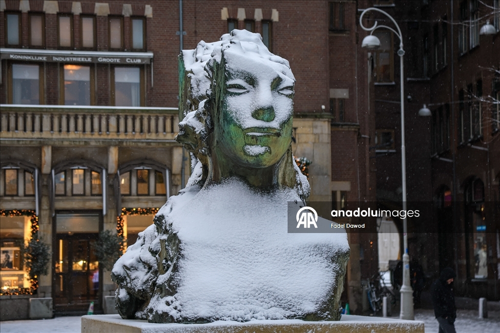 Сильный снегопад в Нидерландах парализовал транспортное сообщение