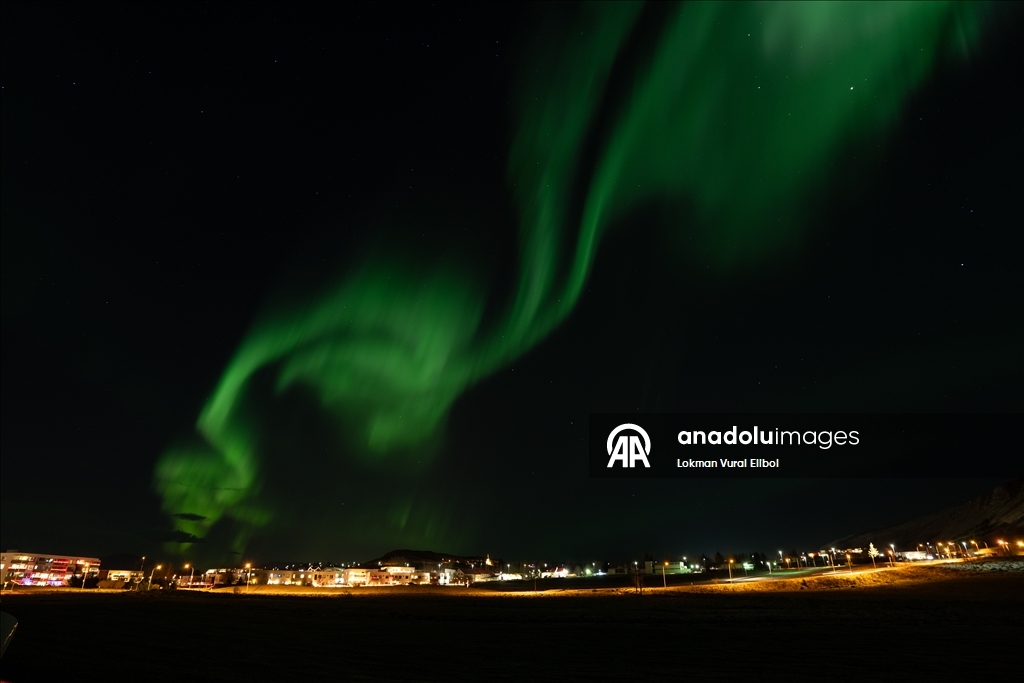 Northern lights illuminate Reykjavik during powerful geomagnetic storm