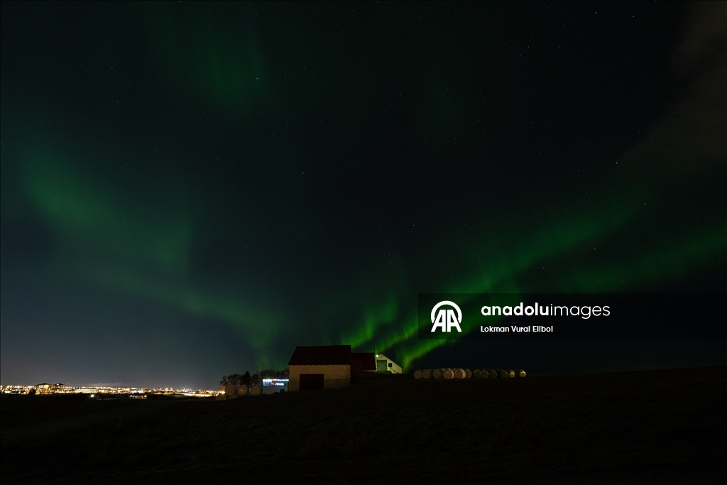Northern lights illuminate Reykjavik during powerful geomagnetic storm