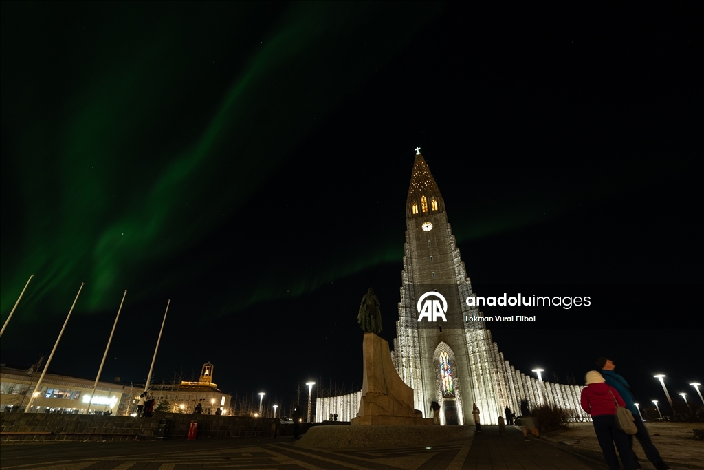 Northern lights illuminate Reykjavik during powerful geomagnetic storm