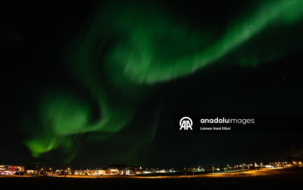 Northern lights illuminate Reykjavik during powerful geomagnetic storm