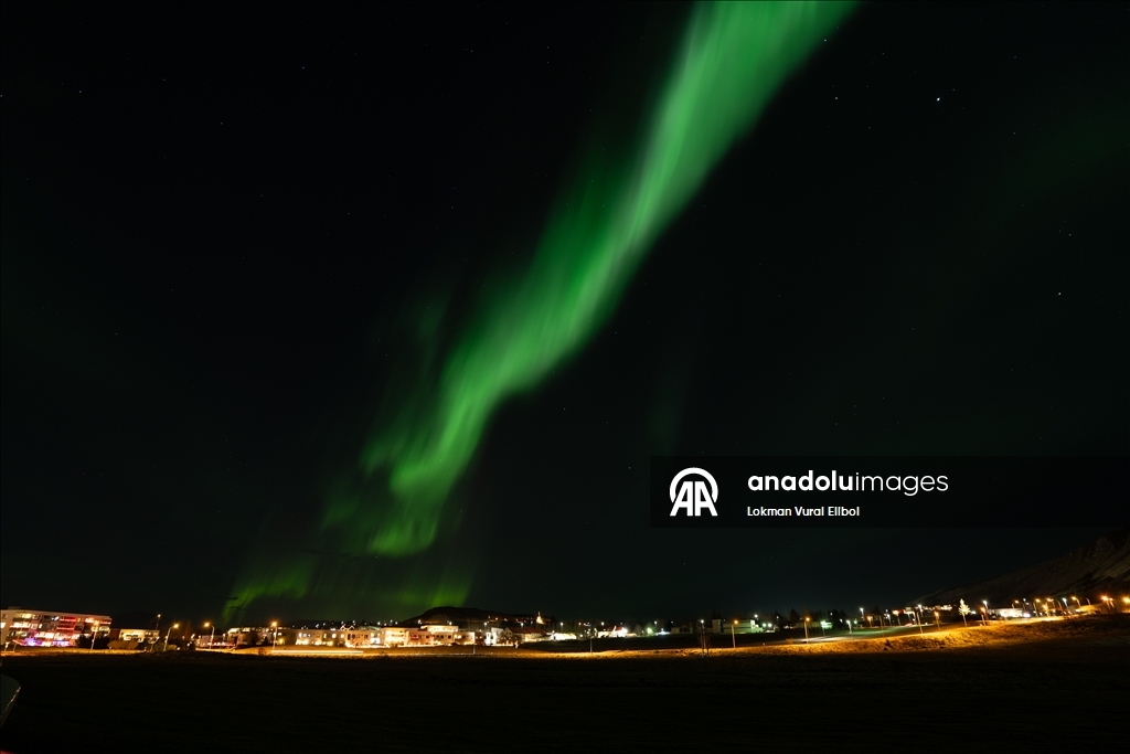 Northern lights illuminate Reykjavik during powerful geomagnetic storm