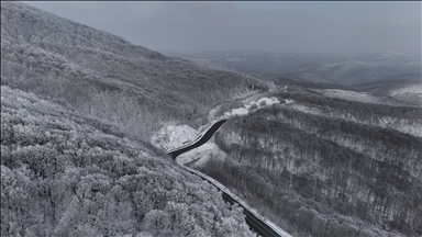 Kırklareli'nde karla kaplanan Istranca Ormanları havadan görüntülendi