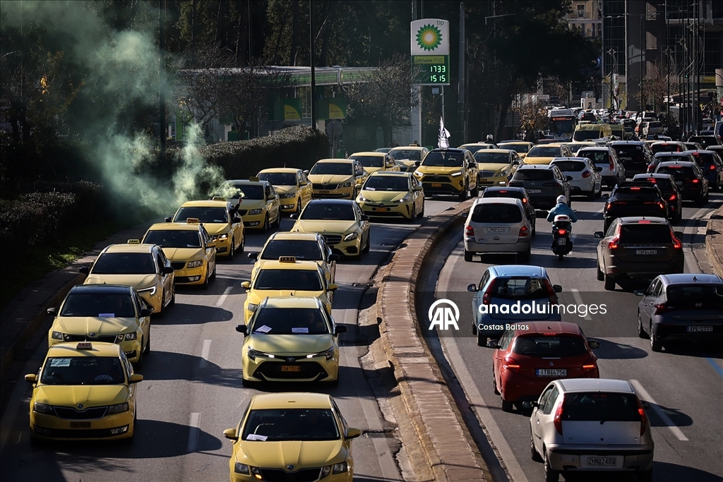 Taxi drivers hold 48-hour strike against Greek government transport policies in Athens