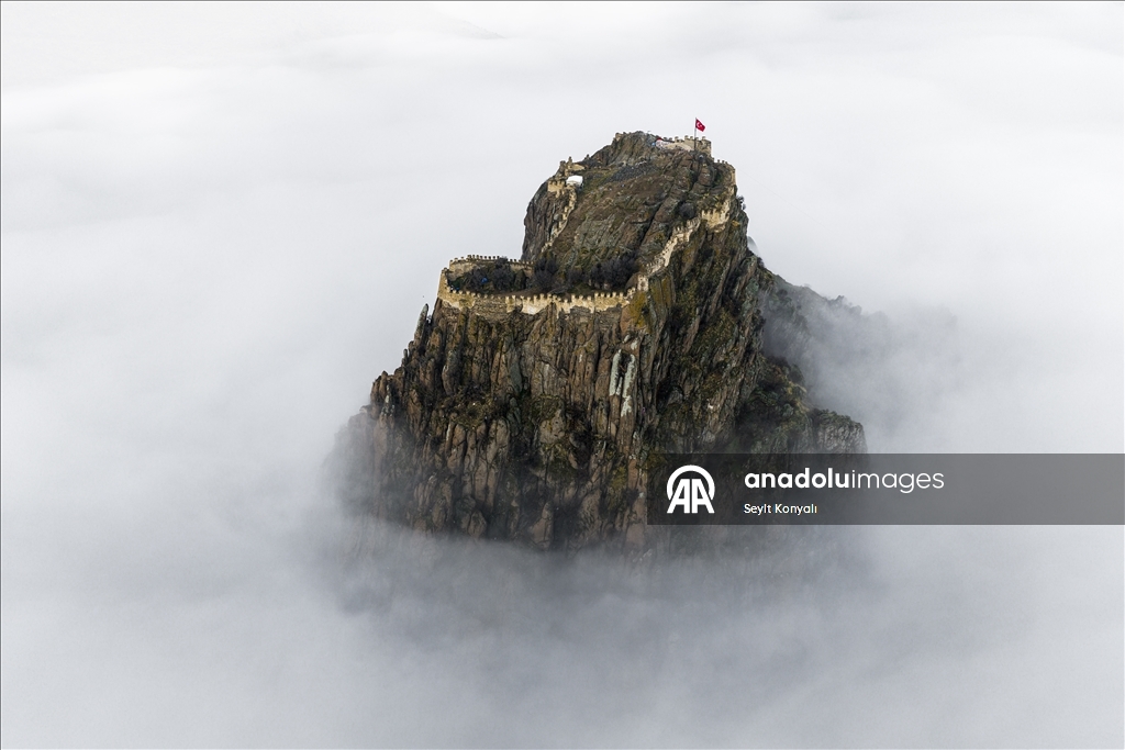 Morning fog in Afyonkarahisar Castle