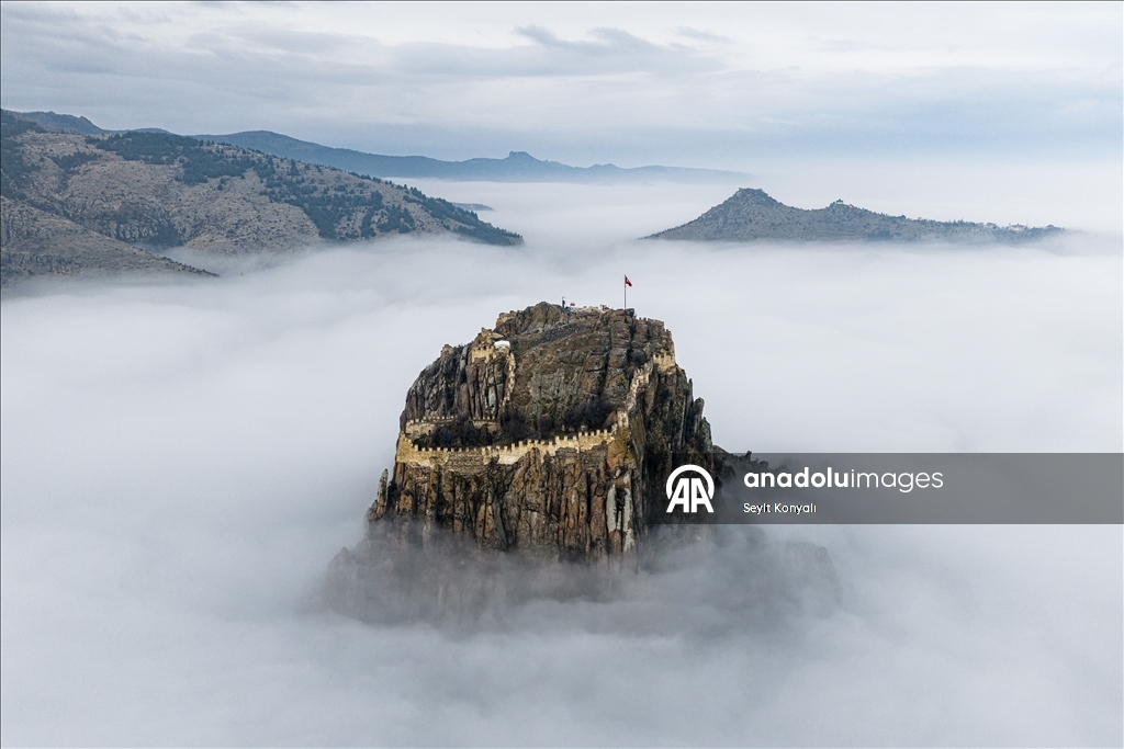 Morning fog in Afyonkarahisar Castle