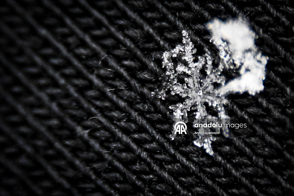 В Анкаре запечатлелены снежинки во время снегопада