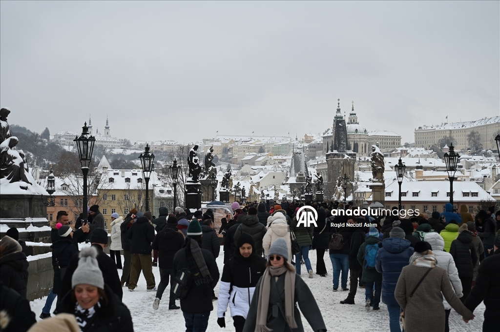На Прагу обрушился снегопад