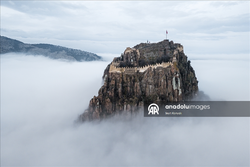 Morning fog in Afyonkarahisar Castle