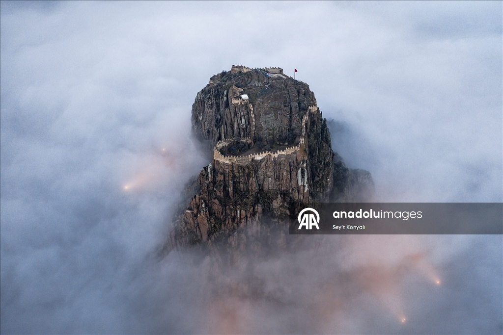 Morning fog in Afyonkarahisar Castle