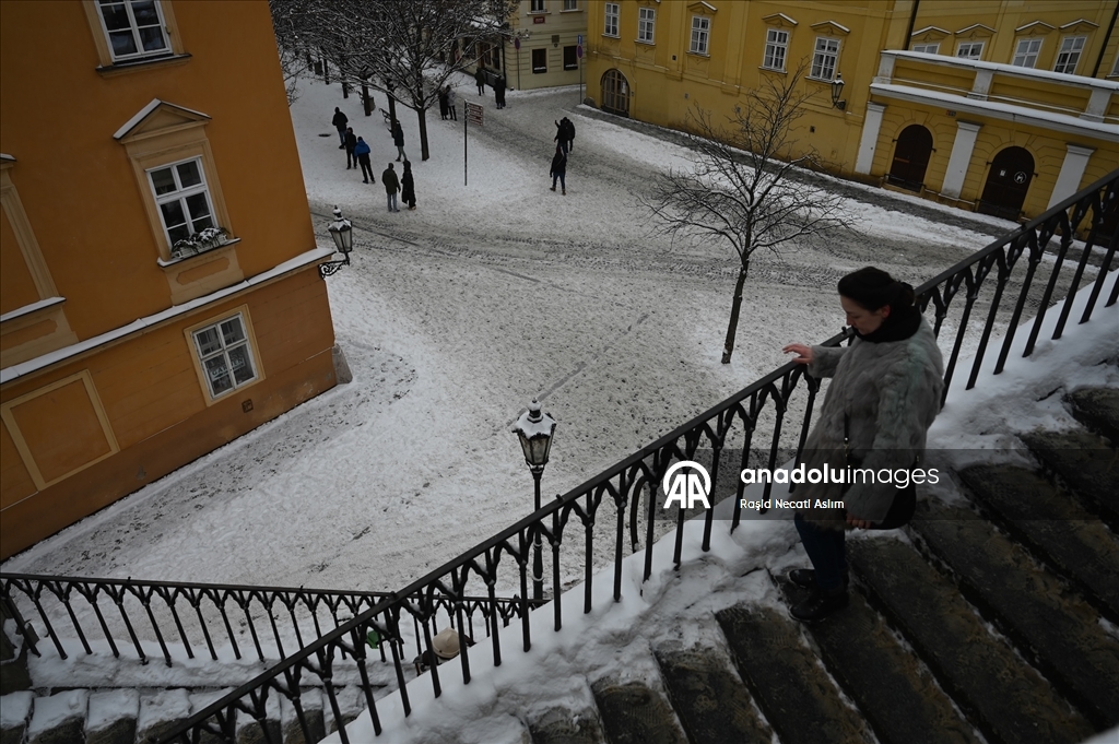 На Прагу обрушился снегопад