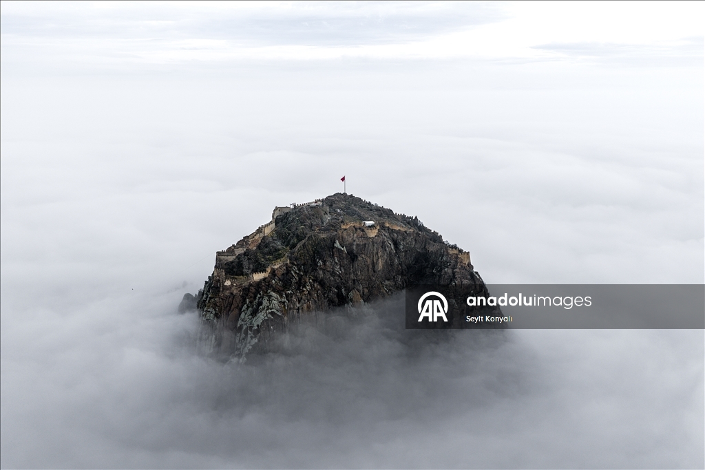Morning fog in Afyonkarahisar Castle