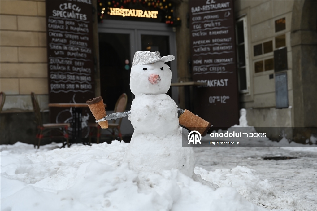 На Прагу обрушился снегопад