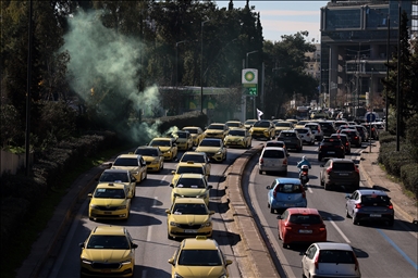 Taxi drivers hold 48-hour strike against Greek government transport policies in Athens