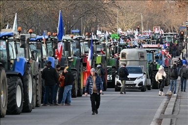 Французские фермеры вновь вышли на улицы Парижа на тракторах