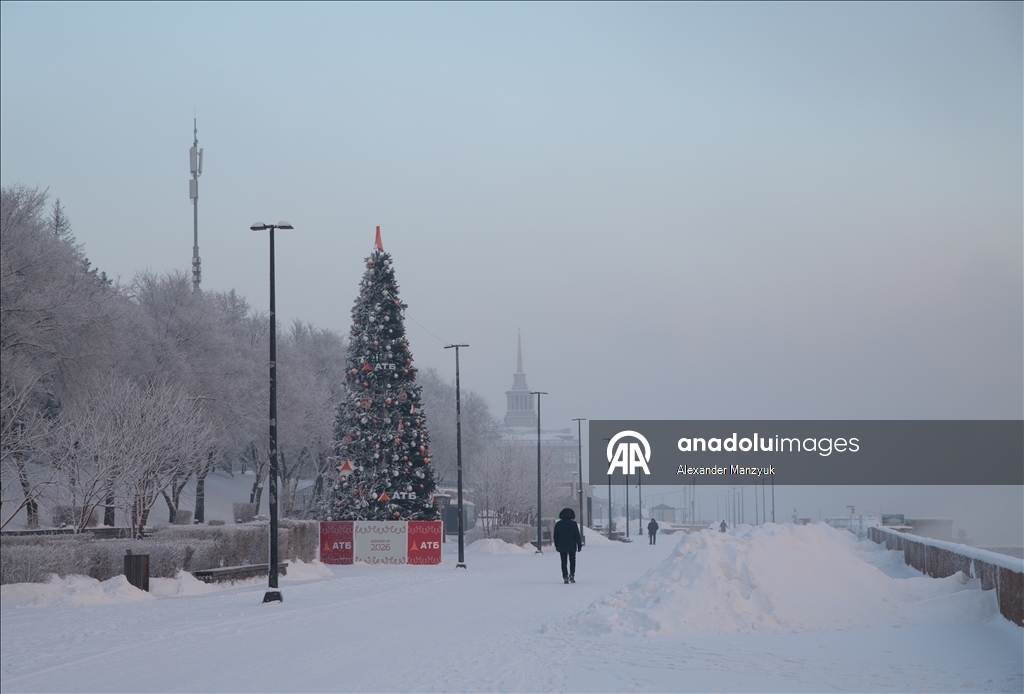 Rusya’daki Krasnoyarsk kentinde hava sıcaklığı eksi 40 dereceye düştü
