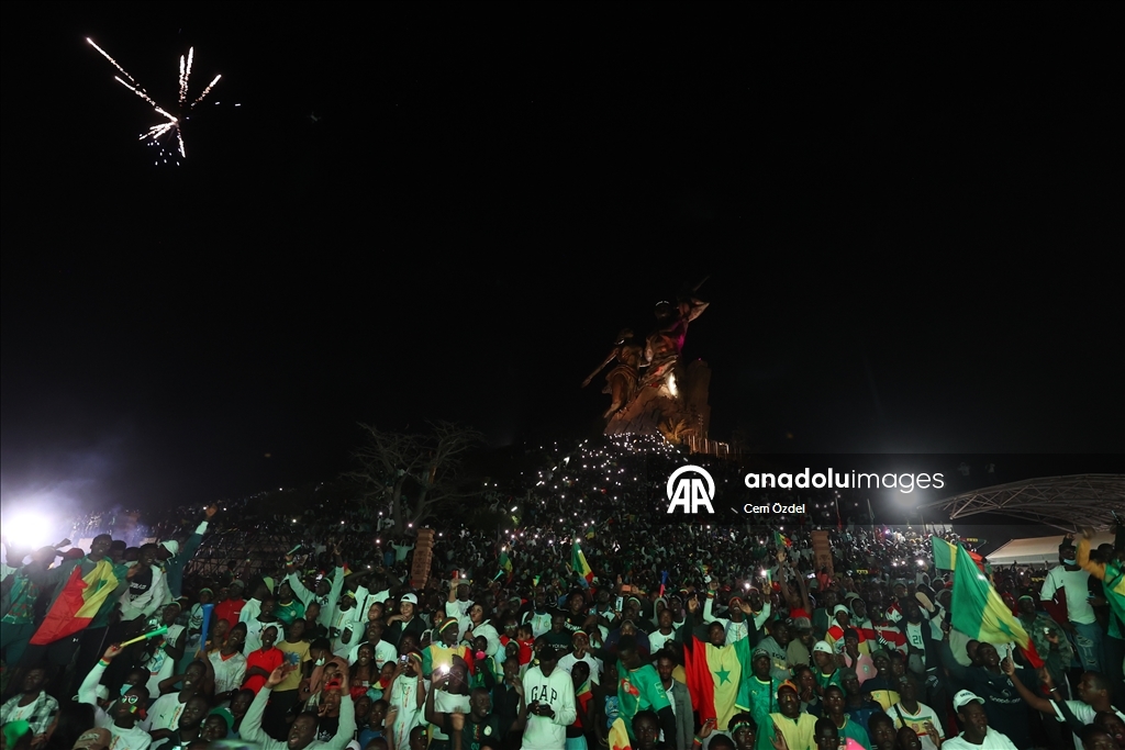 Сенегальцы празднуют победу сборной в Кубке Африки по футболу