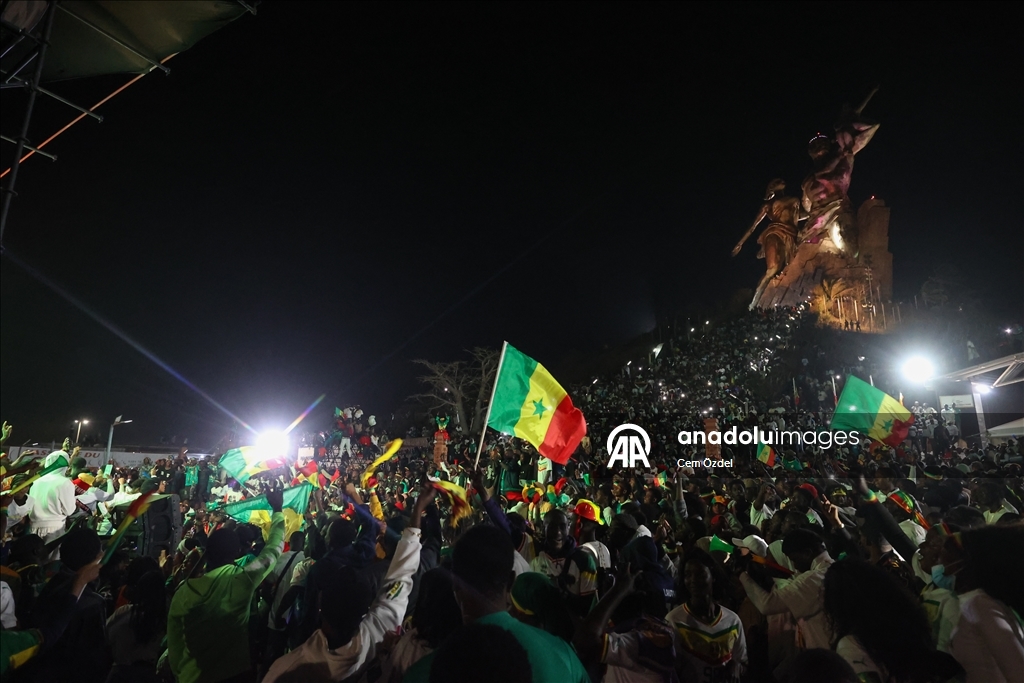 Сенегальцы празднуют победу сборной в Кубке Африки по футболу