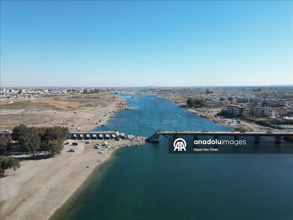 Terör örgütü YPG/SDG'nin Suriye Ordusu'nun girişini engellemek amacıyla yıktığı köprüler görüntülendi