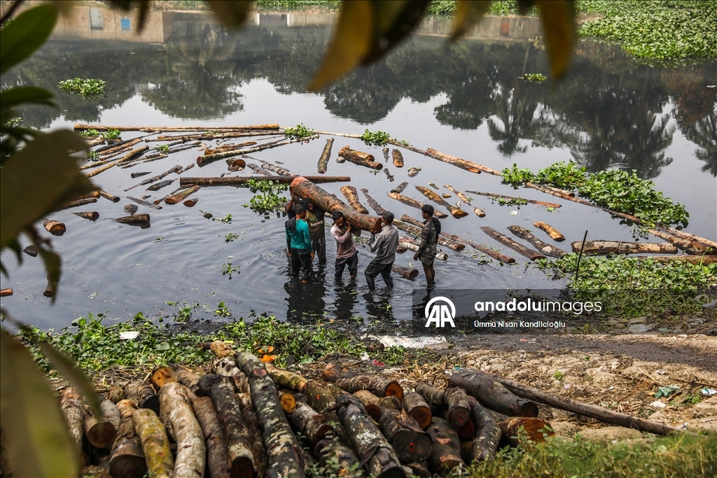 Bangladeş’te nehirler tomruk ve tarım ürünlerinin taşınmasında önemli rol oynuyor