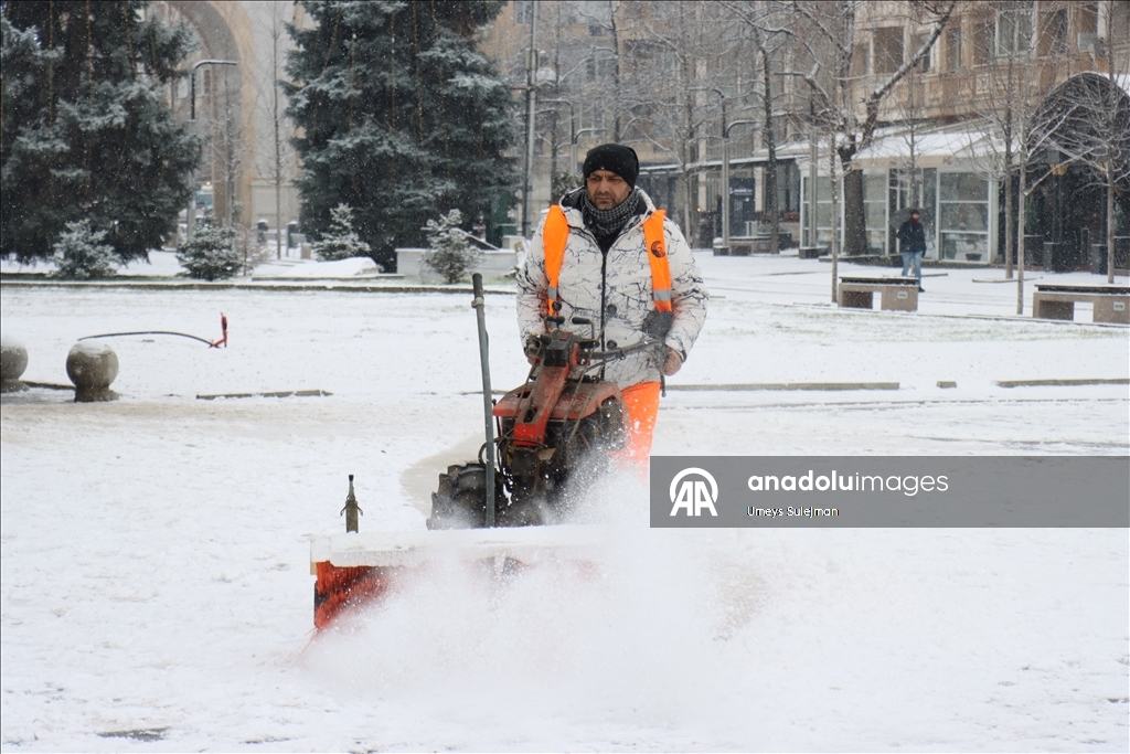 Snowfall in Skopje