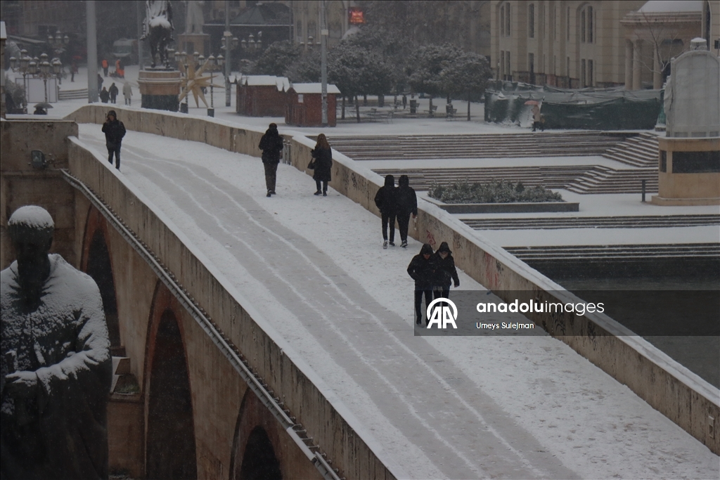Snowfall in Skopje