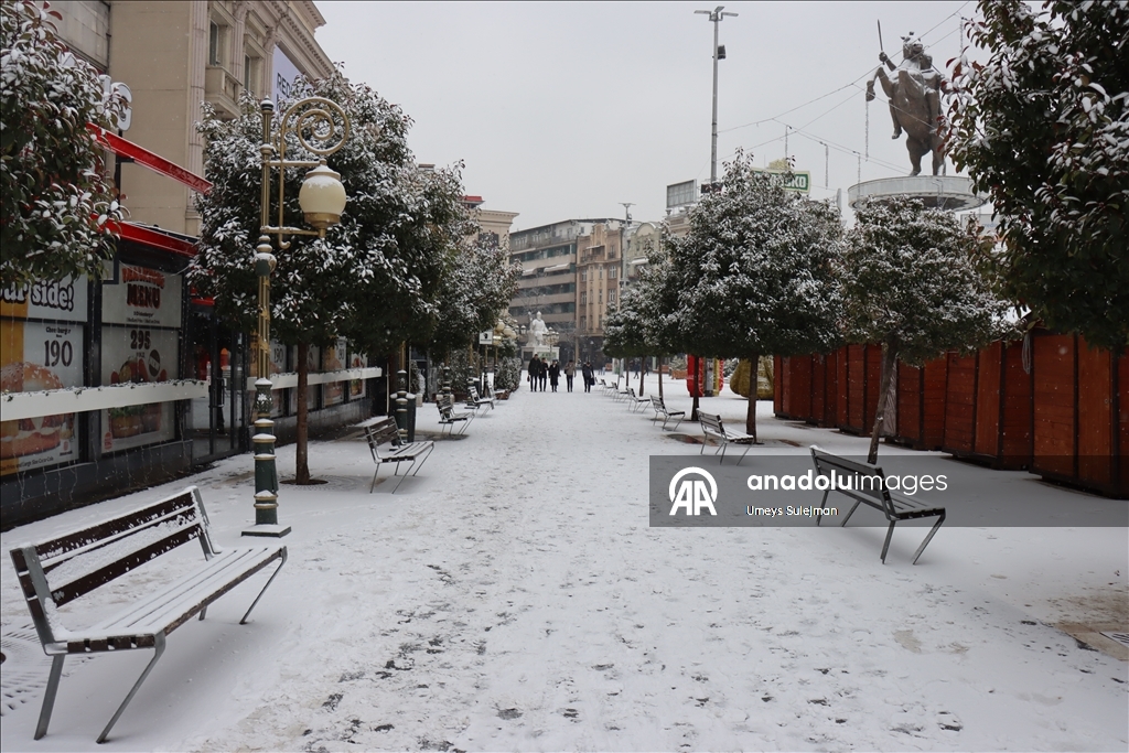 Snowfall in Skopje