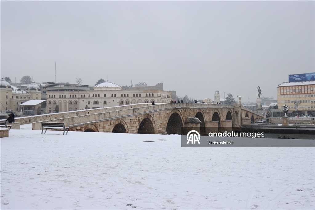 Snowfall in Skopje