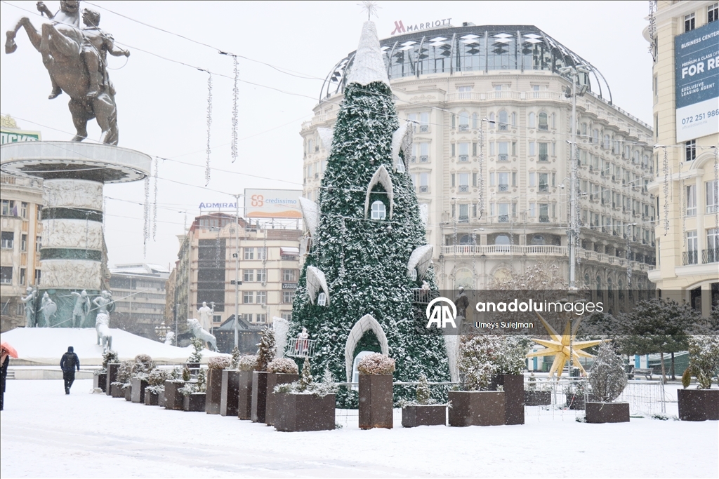Snowfall in Skopje