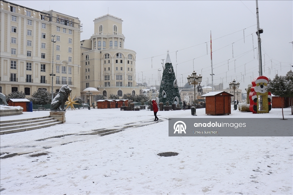 Snowfall in Skopje