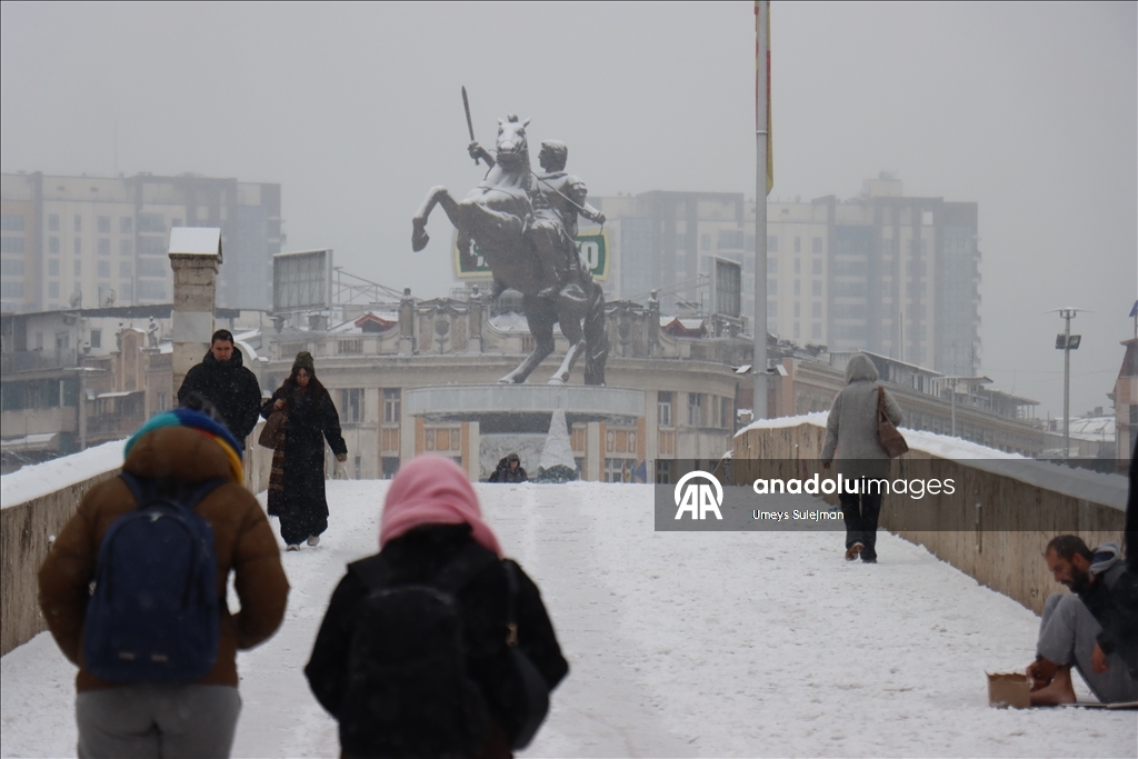 Snowfall in Skopje