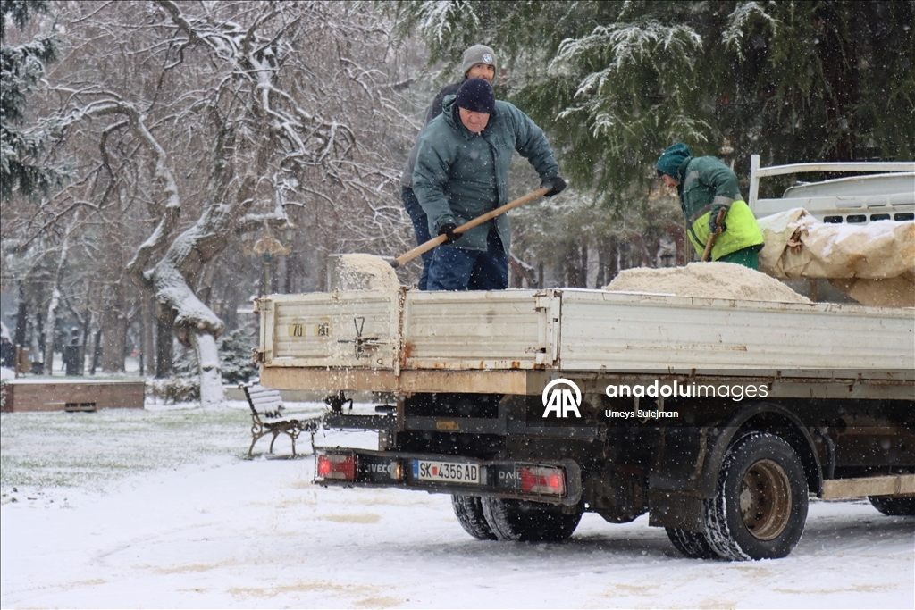 Snowfall in Skopje