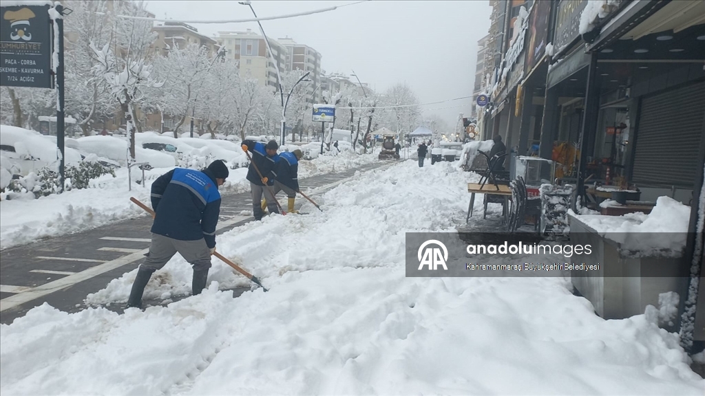 Kahramanmaraş'ta kar yağışı etkisini sürdürüyor