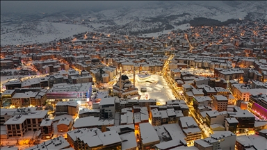 Karla kaplı Bingöl dronla havadan görüntülendi