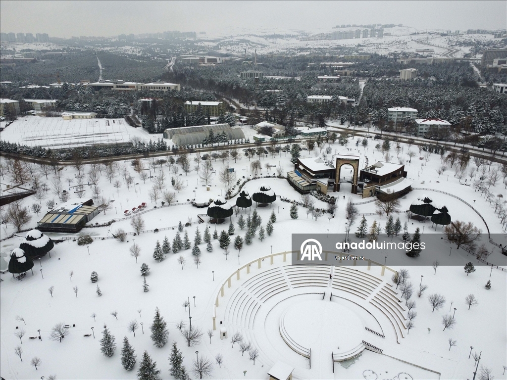 Karla kaplı Elazığ dronla görüntülendi
