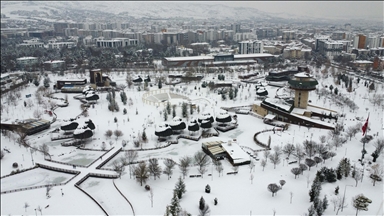 Karla kaplı Elazığ dronla görüntülendi