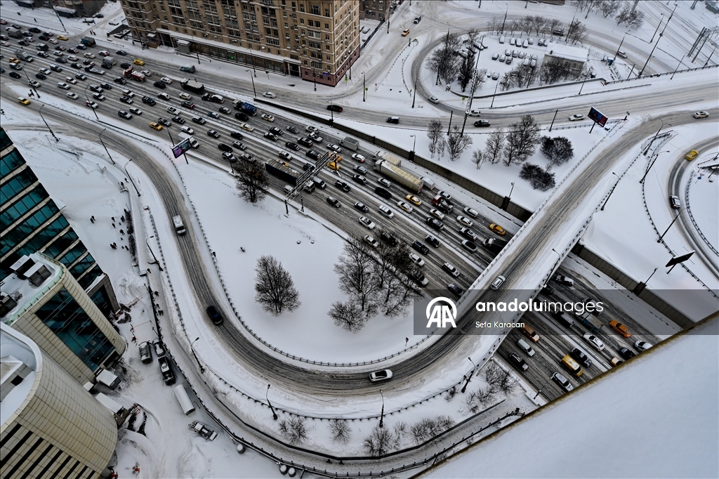 Moskova'da kar fırtınası 