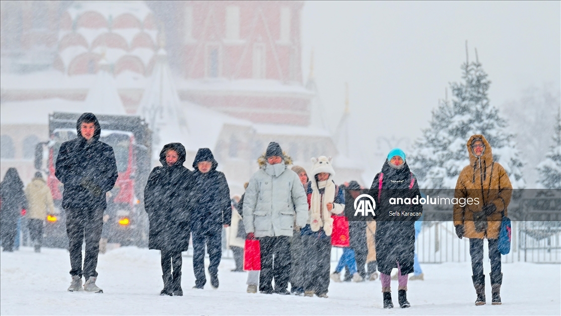 Moskova'da kar fırtınası 