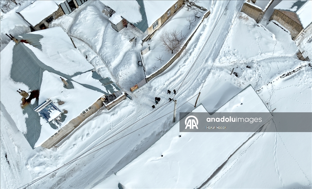Süphan Dağı eteğindeki karla kaplı köylerde kış şartları yaşamı zorlaştırıyor